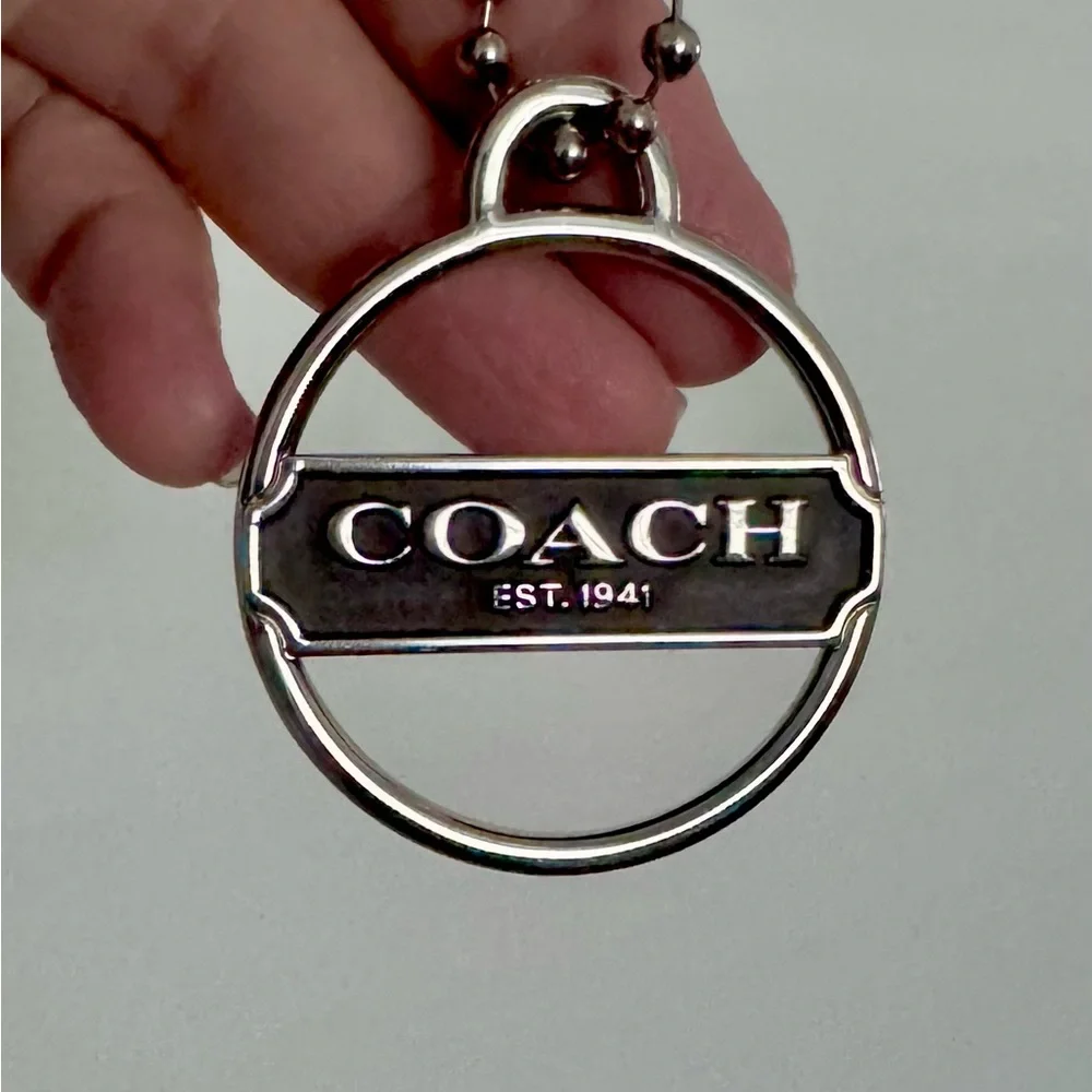 Coach Vintage Poppy Round Enamel Logo Bag Charm with Dust Bag